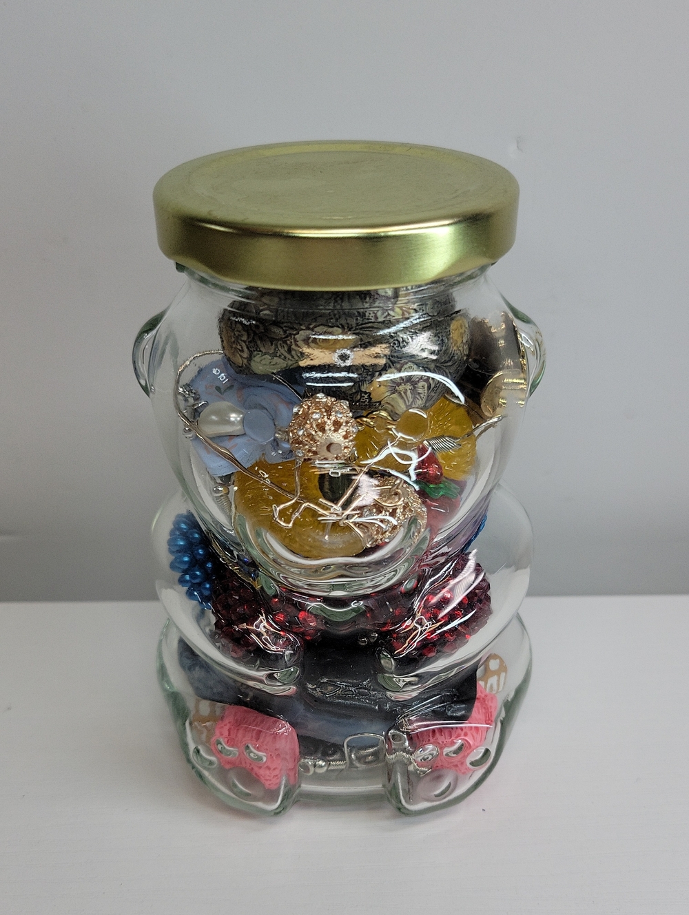 Glass Bear Storage Jar with Earrings